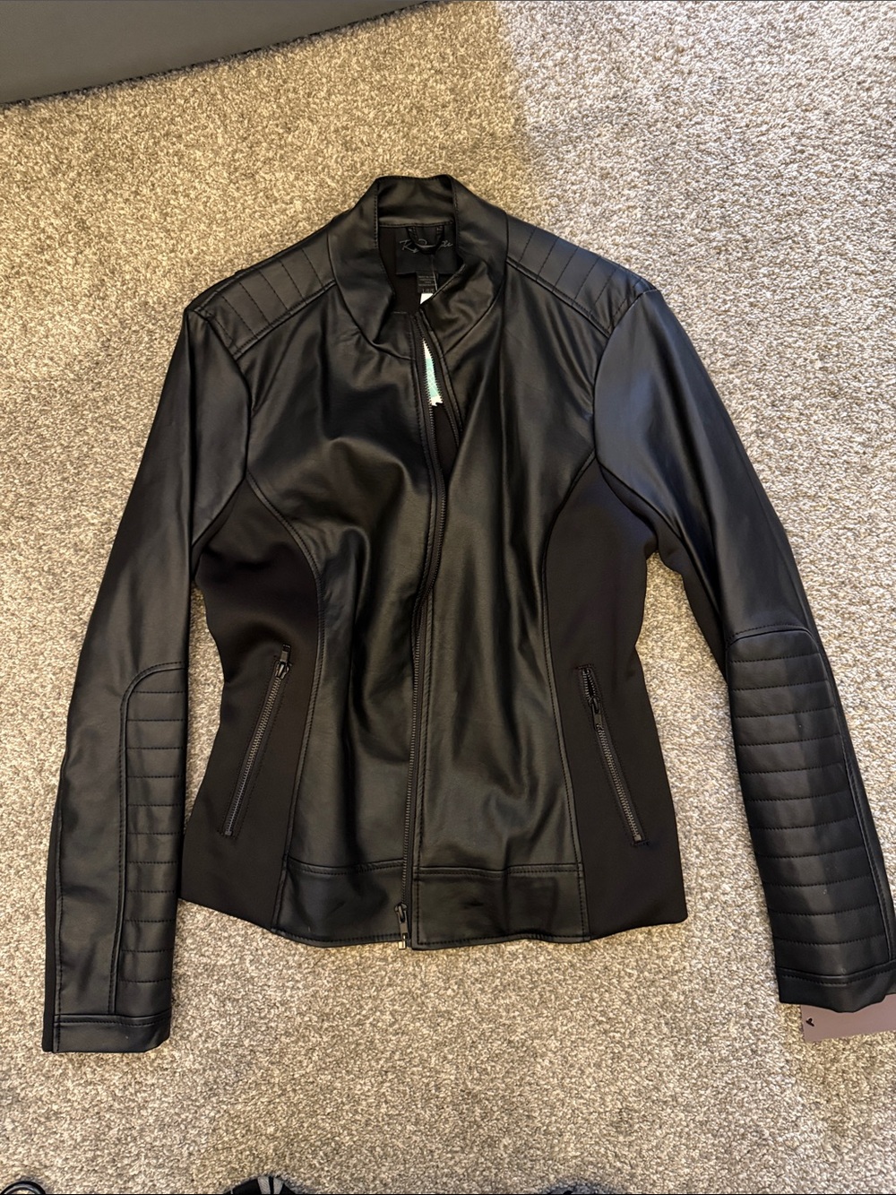 RD Style Black Faux Leather Moto Jacket